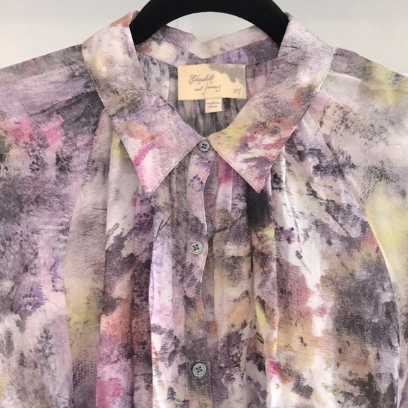 ELIZABETH&JAMES Sheer Silk Blouse & Mini Skirt Set - Picture 3 of 16